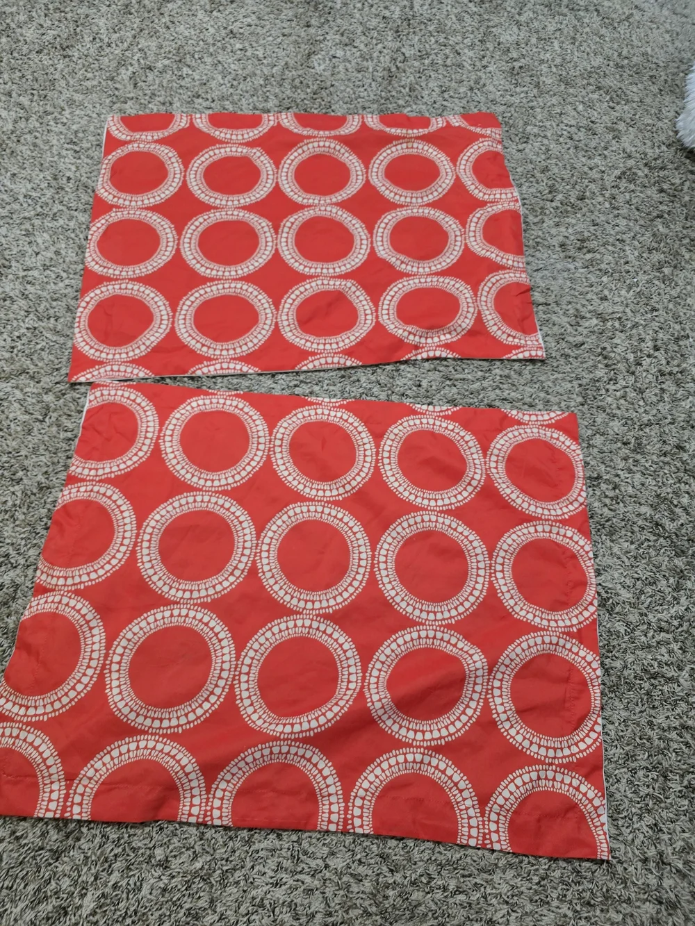 Orange Decorative Pillow Sham Pair with White Circle Print